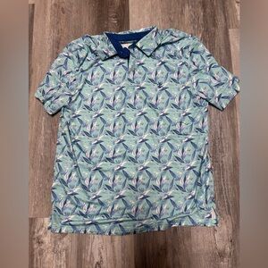 Izod Golf Blue and White Flamingo Polo